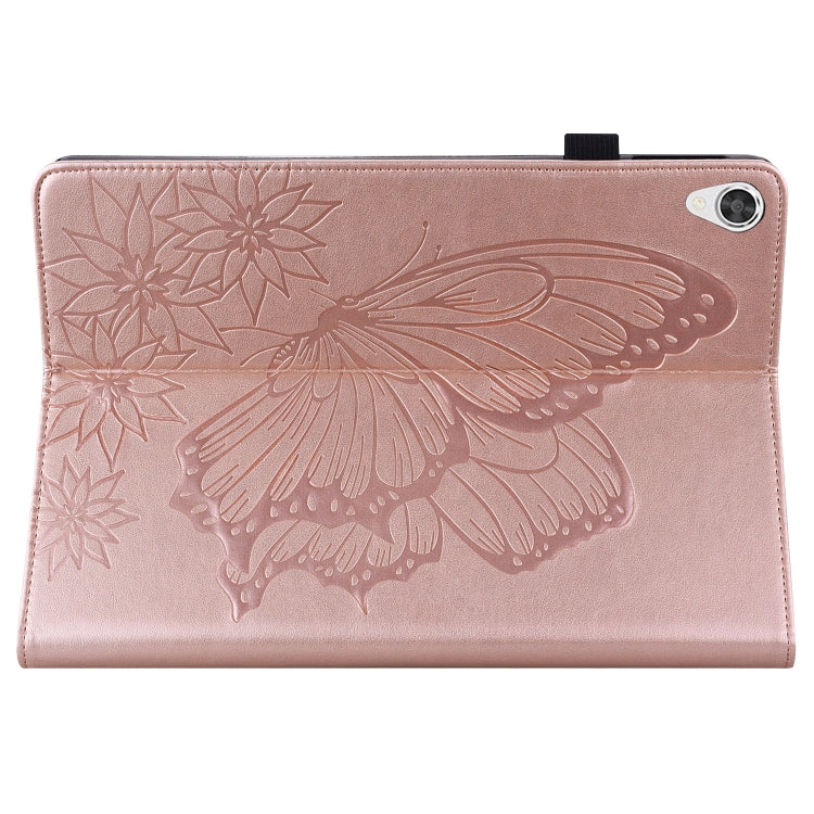 For Lenovo Tab P11 Big Butterfly Embossed Leather Tablet Case(Rose Gold) - Lenovo by PMC TechLife | Online Shopping South Africa | PMC TechLife | Buy Now Pay Later Mobicred