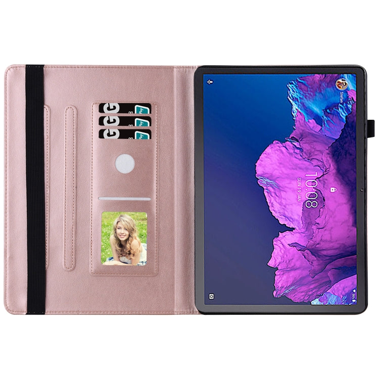 For Lenovo Tab P11 Big Butterfly Embossed Leather Tablet Case(Rose Gold) - Lenovo by PMC TechLife | Online Shopping South Africa | PMC TechLife | Buy Now Pay Later Mobicred