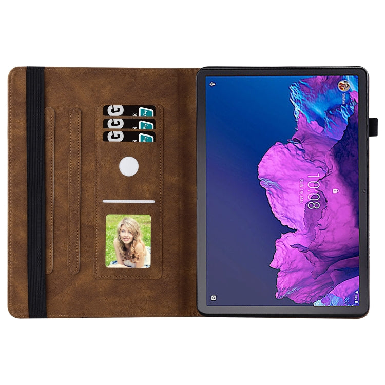For Lenovo Tab P11 Big Butterfly Embossed Leather Tablet Case(Brown) - Lenovo by PMC TechLife | Online Shopping South Africa | PMC TechLife | Buy Now Pay Later Mobicred