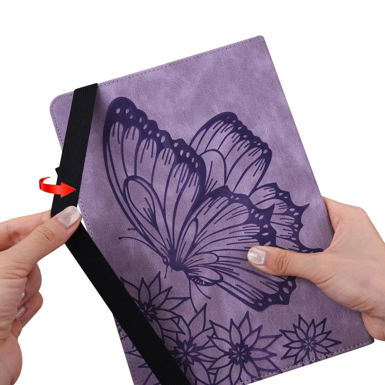 For Lenovo Tab M10 HD 2nd Gen Big Butterfly Embossed Leather Tablet Case(Purple) - Lenovo by PMC TechLife | Online Shopping South Africa | PMC TechLife | Buy Now Pay Later Mobicred