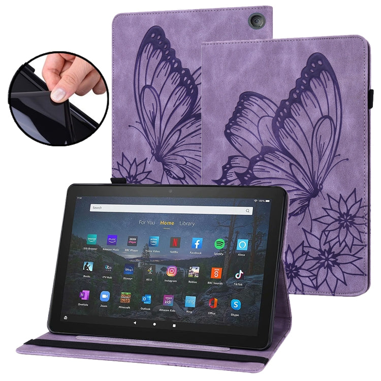 For Amazon Kindle Fire HD 10 / 10 Plus 2021 Big Butterfly Embossed Leather Tablet Case(Purple) - Amazon by PMC TechLife | Online Shopping South Africa | PMC TechLife | Buy Now Pay Later Mobicred