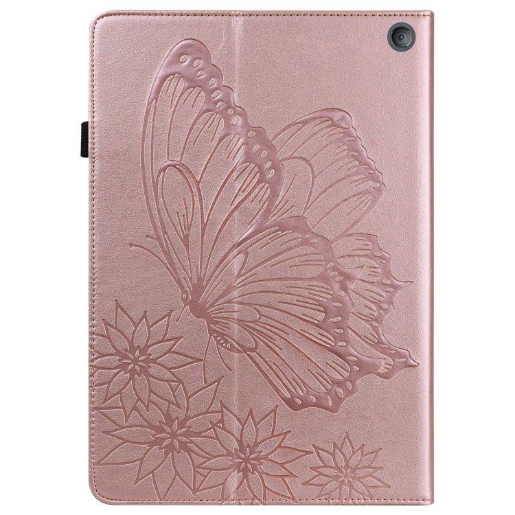 For Amazon Kindle Fire HD 10 / 10 Plus 2021 Big Butterfly Embossed Leather Tablet Case(Rose Gold) - Amazon by PMC TechLife | Online Shopping South Africa | PMC TechLife | Buy Now Pay Later Mobicred