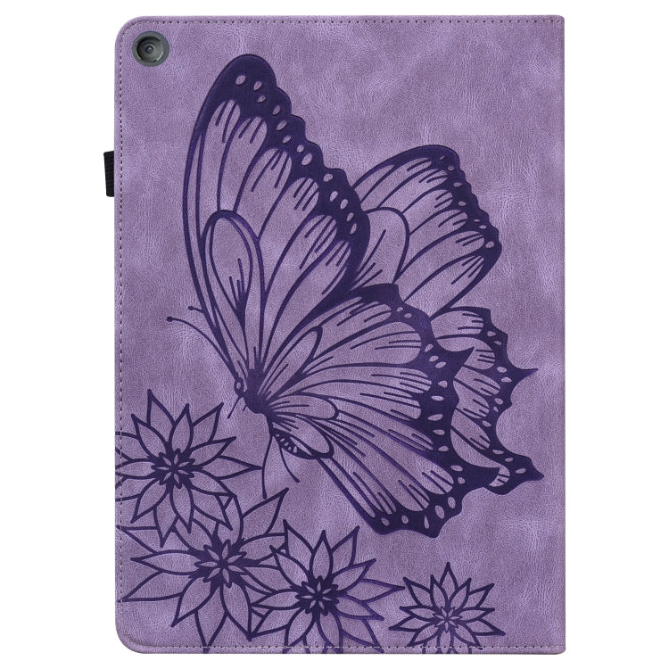 For Amazon Kindle Fire HD 10 2019 / 2017 Big Butterfly Embossed Smart Leather Tablet Case(Purple) - Amazon by PMC TechLife | Online Shopping South Africa | PMC TechLife | Buy Now Pay Later Mobicred