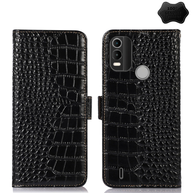 For Nokia C21 Plus Crocodile Top Layer Cowhide Leather Phone Case(Black) - free shipping - PMC TechLife - Order now!