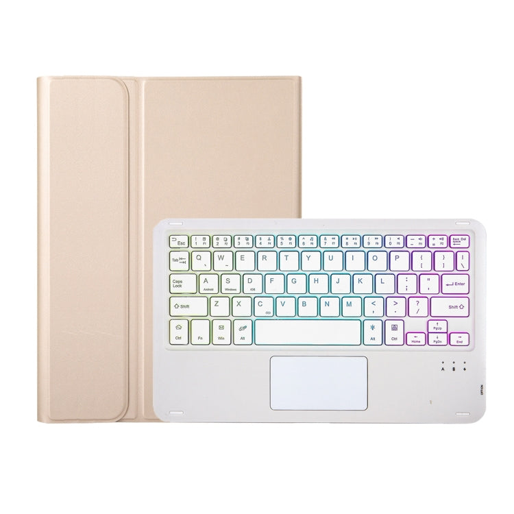 For Samsung Galaxy Tab A8 10.5 (2021) A08B-AS Lambskin Texture Backlight Bluetooth Keyboard Leather Tablet Case(Gold) - Samsung Keyboard by PMC TechLife | Online Shopping South Africa | PMC TechLife