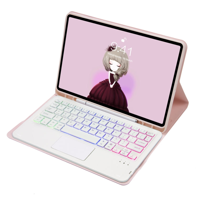 For Samsung Galaxy Tab S8 / S7 A700B-AS Candy Color Backlight Bluetooth Keyboard Leather Tablet Case(Pink) - Samsung Keyboard by PMC TechLife | Online Shopping South Africa | PMC TechLife