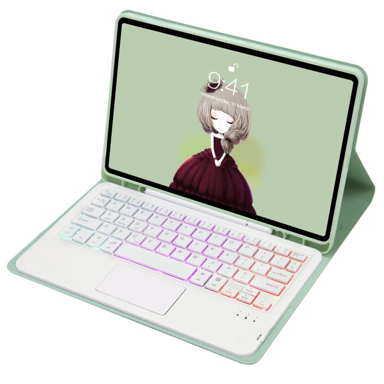 For Samsung Galaxy Tab A8 10.5 (2021) A08B-AS Candy Color Backlight Bluetooth Keyboard Leather Tablet Case(Light Green) - Samsung Keyboard by PMC TechLife | Online Shopping South Africa | PMC TechLife