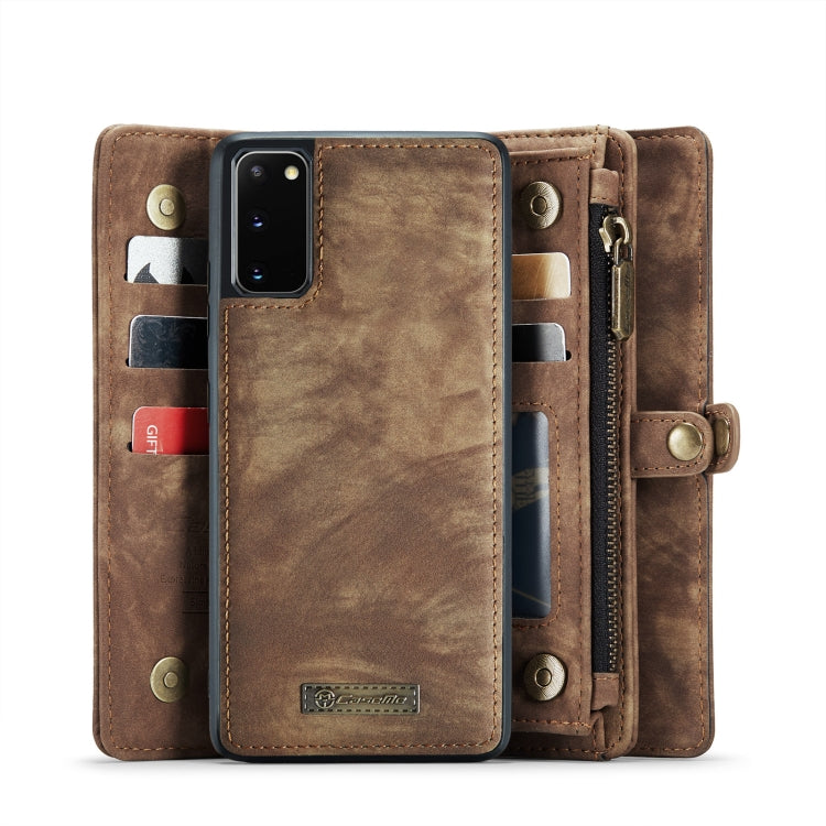 For Galaxy S20 CaseMe Detachable Multifunctional Horizontal Flip Leather Case, with Card Slot & Holder & Zipper Wallet & Photo Frame(Brown) - free shipping - PMC Jewellery - Order now!