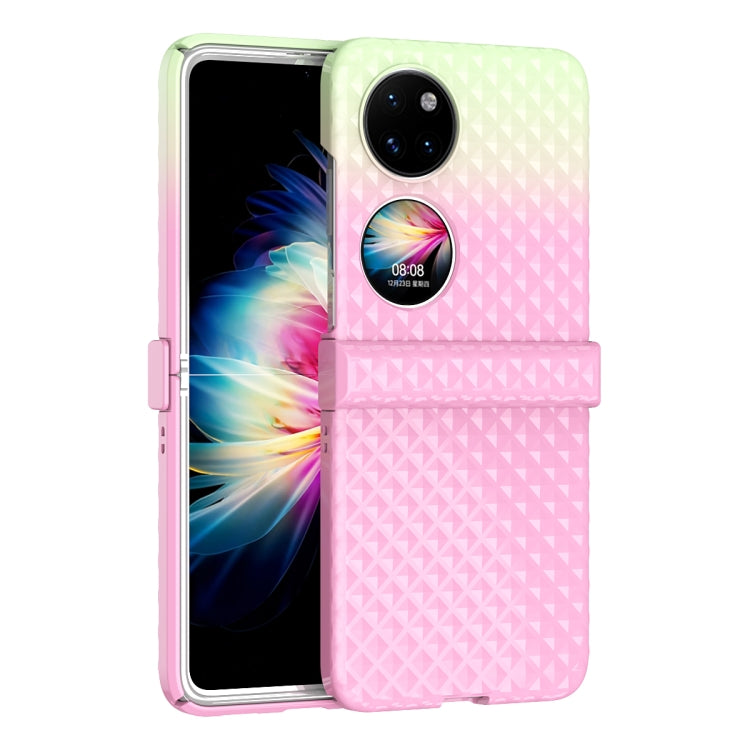 For Huawei P50 Pocket Rainbow Gradient Hinge Shockproof Phone Case(Pink Green) - Huawei Cases by PMC TechLife | Online Shopping South Africa | PMC TechLife | Buy Now Pay Later Mobicred