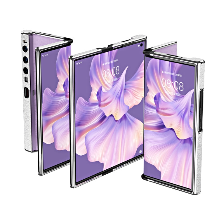 For Huawei Mate Xs 2 Ultra-thin Frame Paste Leather Shockproof Phone Case(White) - Huawei Cases by PMC TechLife | Online Shopping South Africa | PMC TechLife | Buy Now Pay Later Mobicred