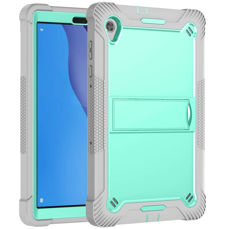 For Lenovo Tab M10 HD Silicone + PC Holder Shockproof Tablet Case(Grey+Mint Green) - Lenovo by PMC TechLife | Online Shopping South Africa | PMC TechLife | Buy Now Pay Later Mobicred