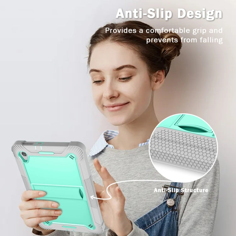 For Lenovo Tab M10 HD Silicone + PC Holder Shockproof Tablet Case(Grey+Mint Green) - Lenovo by PMC TechLife | Online Shopping South Africa | PMC TechLife | Buy Now Pay Later Mobicred