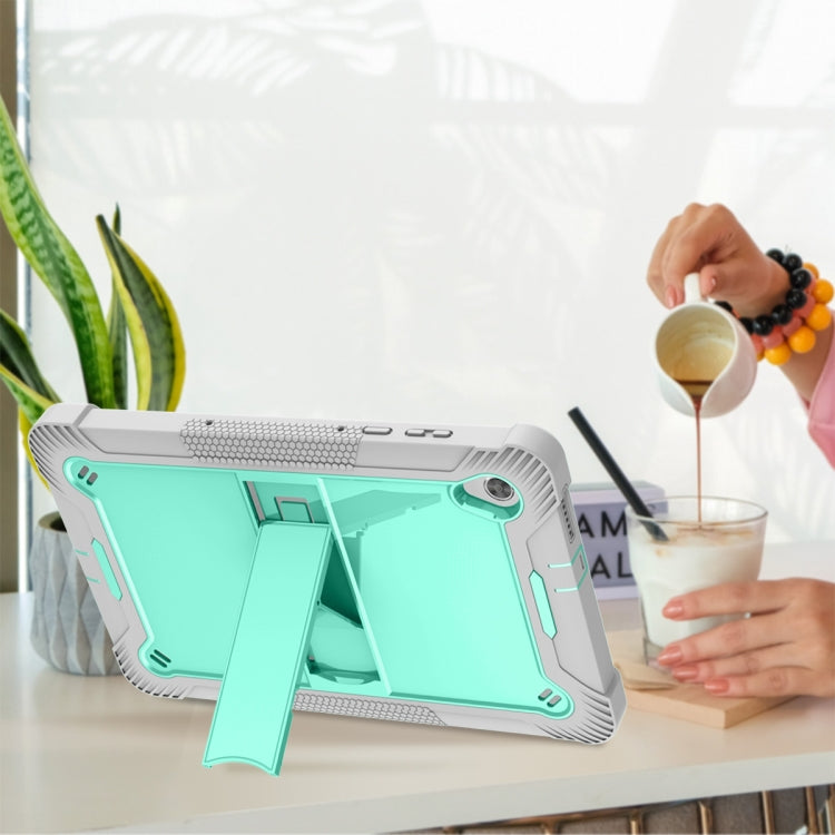 For Lenovo Tab M10 HD Silicone + PC Holder Shockproof Tablet Case(Grey+Mint Green) - Lenovo by PMC TechLife | Online Shopping South Africa | PMC TechLife | Buy Now Pay Later Mobicred
