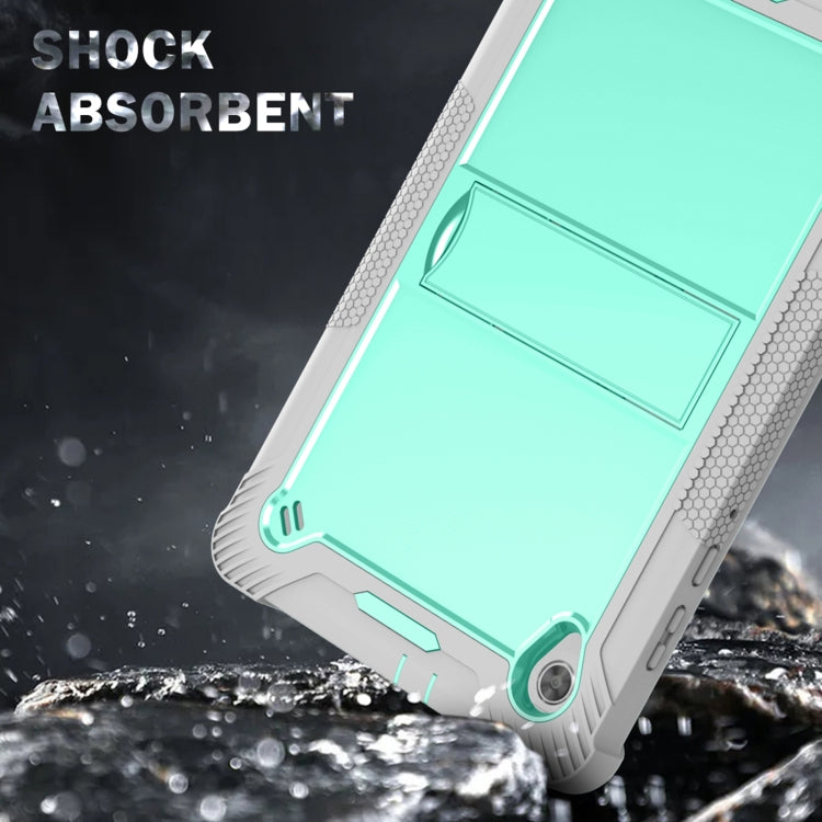 For Lenovo Tab M10 HD Silicone + PC Holder Shockproof Tablet Case(Grey+Mint Green) - Lenovo by PMC TechLife | Online Shopping South Africa | PMC TechLife | Buy Now Pay Later Mobicred
