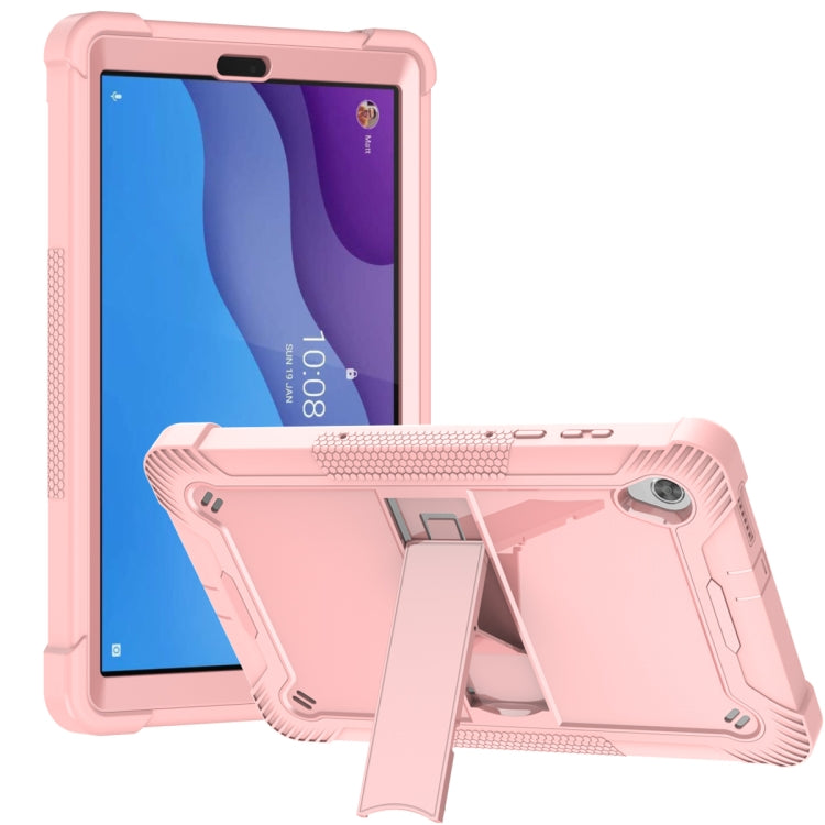 For Lenovo Tab M10 HD Silicone + PC Holder Shockproof Tablet Case(Rose Gold) - Lenovo by PMC TechLife | Online Shopping South Africa | PMC TechLife | Buy Now Pay Later Mobicred