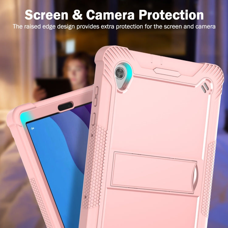 For Lenovo Tab M10 HD Silicone + PC Holder Shockproof Tablet Case(Rose Gold) - Lenovo by PMC TechLife | Online Shopping South Africa | PMC TechLife | Buy Now Pay Later Mobicred