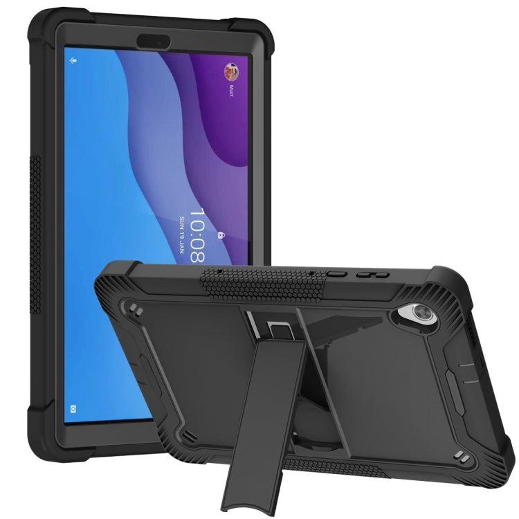For Lenovo Tab M10 HD Silicone + PC Holder Shockproof Tablet Case(Black) - Lenovo by PMC TechLife | Online Shopping South Africa | PMC TechLife | Buy Now Pay Later Mobicred