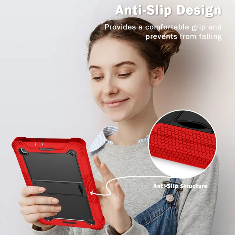 For Lenovo Tab M10 Plus X606 10.3 inch Silicone + PC Holder Shockproof Tablet Case(Red+Black) - Lenovo by PMC TechLife | Online Shopping South Africa | PMC TechLife | Buy Now Pay Later Mobicred