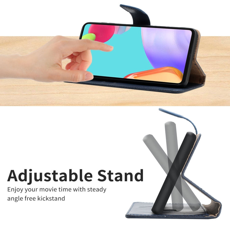 For Motorola Moto G62 5G Genuine Leather Fingerprint-proof Horizontal Flip Phone Case(Blue) - Motorola Cases by PMC TechLife | Online Shopping South Africa | PMC TechLife | Buy Now Pay Later Mobicred