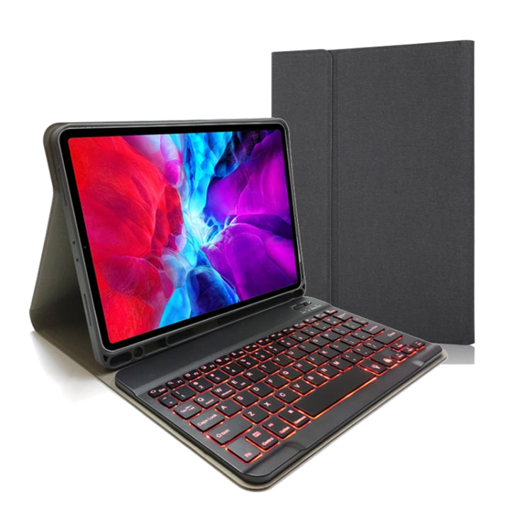 RK11D Backlight Cloth Texture Detachable Magnetic Bluetooth Keyboard Horizontal Flip Leather Tablet Case for iPad Pro 11 2020 / 2018 with Holder & Pen Slot(Black) - For iPad Pro by PMC TechLife | Online Shopping South Africa | PMC TechLife