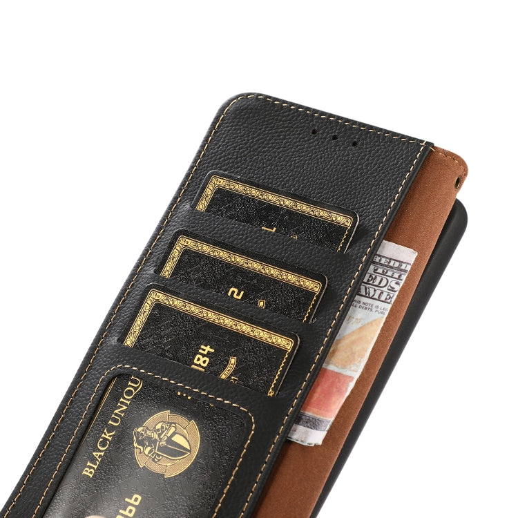 For Huawei nova Y70 Plus KHAZNEH Custer Genuine Leather RFID Phone Case(Black) - Huawei Cases by PMC TechLife | Online Shopping South Africa | PMC TechLife | Buy Now Pay Later Mobicred
