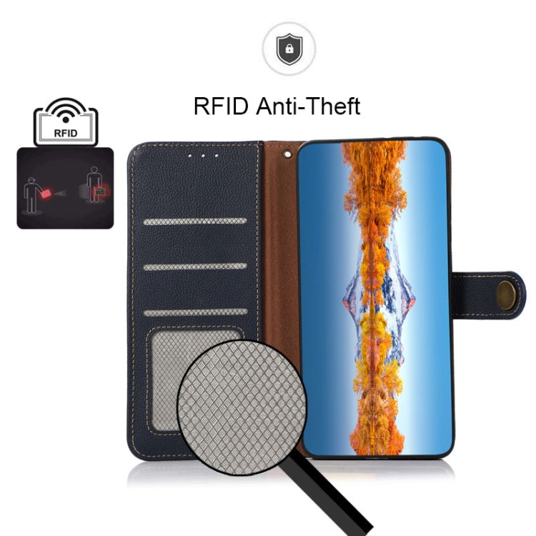 For Huawei nova Y70 Plus KHAZNEH Custer Genuine Leather RFID Phone Case(Blue) - Huawei Cases by PMC TechLife | Online Shopping South Africa | PMC TechLife | Buy Now Pay Later Mobicred