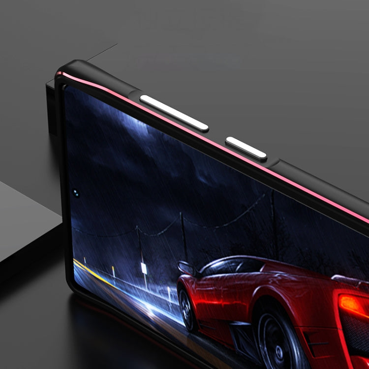 For Samsung Galaxy S22 Ultra Aurora Series Lens Protector + Metal Frame Protective Phone Case(Black Red) - Galaxy S22 Ultra 5G Cases by PMC TechLife | Online Shopping South Africa | PMC TechLife