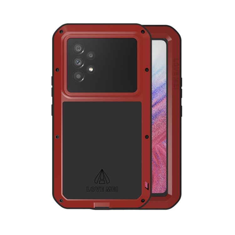 For Samsung Galaxy A53 LOVE MEI Metal Shockproof Waterproof Dustproof Protective Phone Case with Glass(Red) - Galaxy Phone Cases by LOVE MEI | Online Shopping South Africa | PMC TechLife | Buy Now Pay Later Mobicred