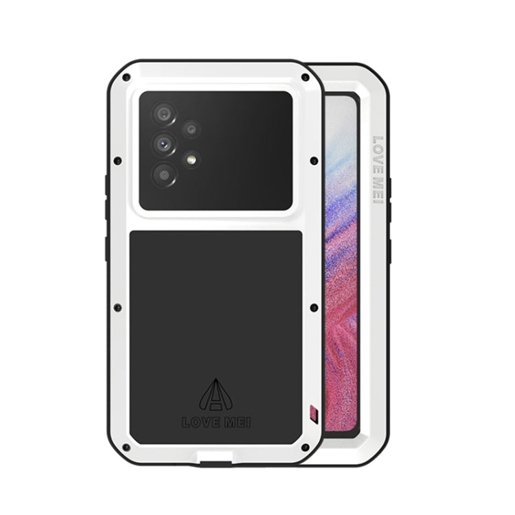 For Samsung Galaxy A53 LOVE MEI Metal Shockproof Waterproof Dustproof Protective Phone Case with Glass(White) - free shipping - PMC TechLife - Order now!