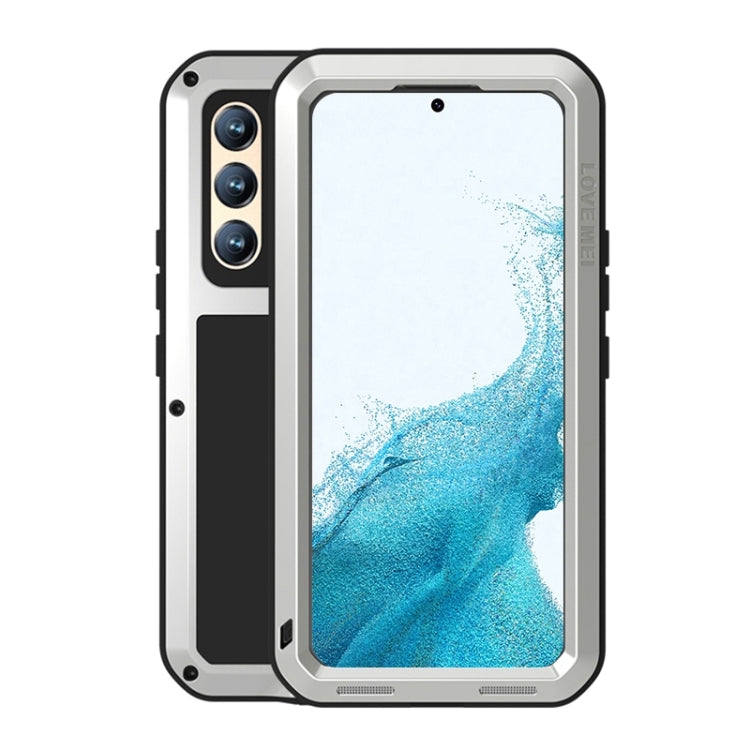 For Samsung Galaxy S22  LOVE MEI Metal Shockproof Waterproof Dustproof Protective Phone Case with Glass(Silver) - Galaxy S22 5G Cases by LOVE MEI | Online Shopping South Africa | PMC TechLife | Buy Now Pay Later Mobicred
