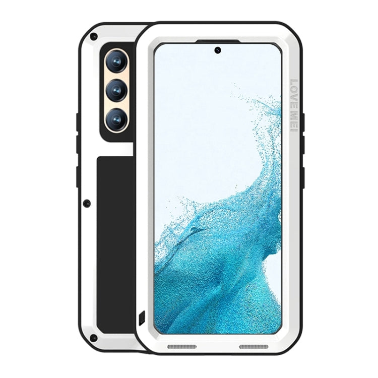 For Samsung Galaxy S22  LOVE MEI Metal Shockproof Waterproof Dustproof Protective Phone Case with Glass(White) - Galaxy S22 5G Cases by LOVE MEI | Online Shopping South Africa | PMC TechLife | Buy Now Pay Later Mobicred