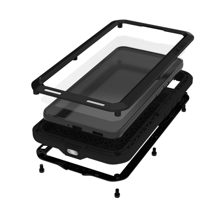 For Samsung Galaxy S22+ LOVE MEI Metal Shockproof Waterproof Dustproof Protective Phone Case with Glass(Red) - free shipping - PMC TechLife - Order now!