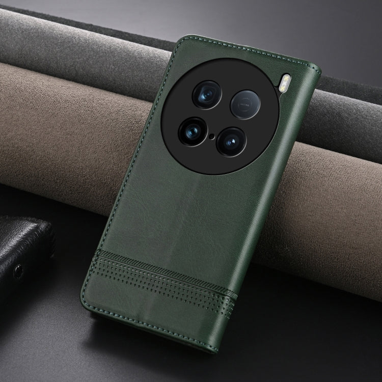 For vivo X100 Ultra AZNS Magnetic Calf Texture Leather Phone Case(Dark Green) - free shipping - PMC Jewellery - Order now!