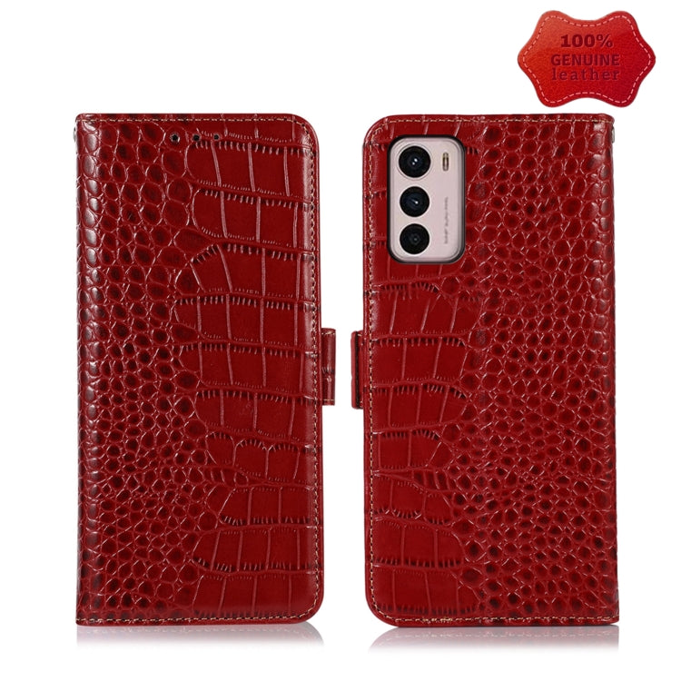 For Motorola Moto G42 Crocodile Top Layer Cowhide Leather Phone Case(Red) - Motorola Cases by PMC TechLife | Online Shopping South Africa | PMC TechLife | Buy Now Pay Later Mobicred