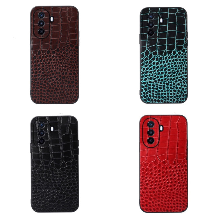 For Huawei Enjoy 50 China/nova Y70 4G Global/nova Y70 Plus Crocodile Top Layer Cowhide Leather Phone Case(Cyan Blue) - Huawei Cases by PMC TechLife | Online Shopping South Africa | PMC TechLife