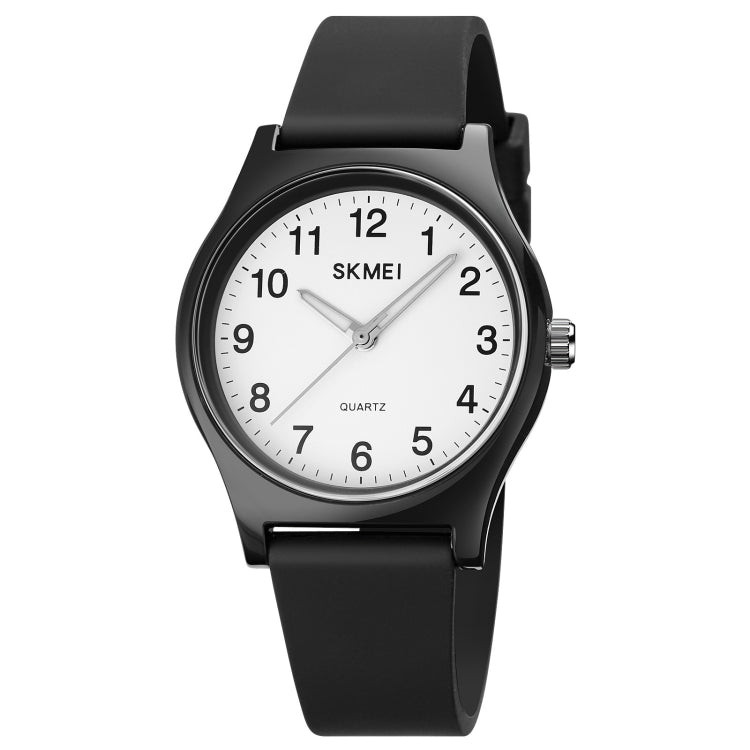 SKMEI 1760 Stainless Steel Buckle Silicone Strap Waterproof Quartz Watch(Black and White) - free shipping - PMC TechLife - Order now!
