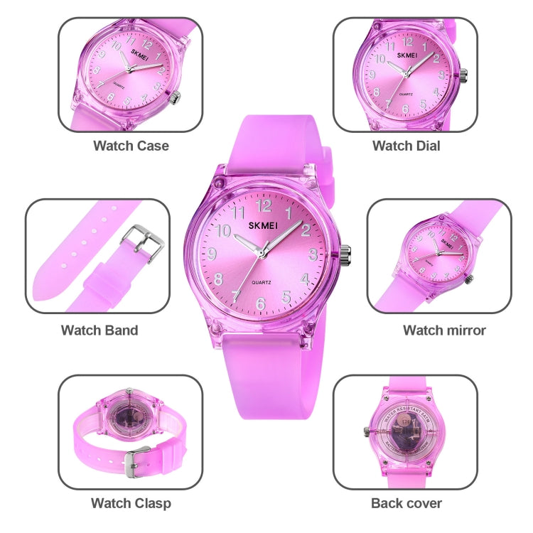 SKMEI 1760 Stainless Steel Buckle Silicone Strap Waterproof Quartz Watch(Purple Transparent) - free shipping - PMC TechLife - Order now!