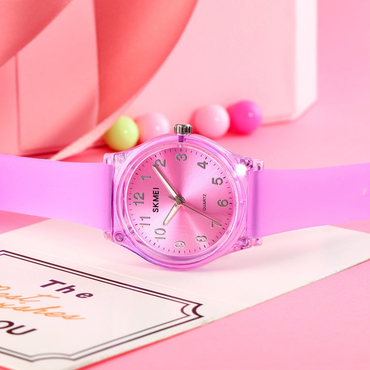 SKMEI 1760 Stainless Steel Buckle Silicone Strap Waterproof Quartz Watch(Purple Transparent) - free shipping - PMC TechLife - Order now!