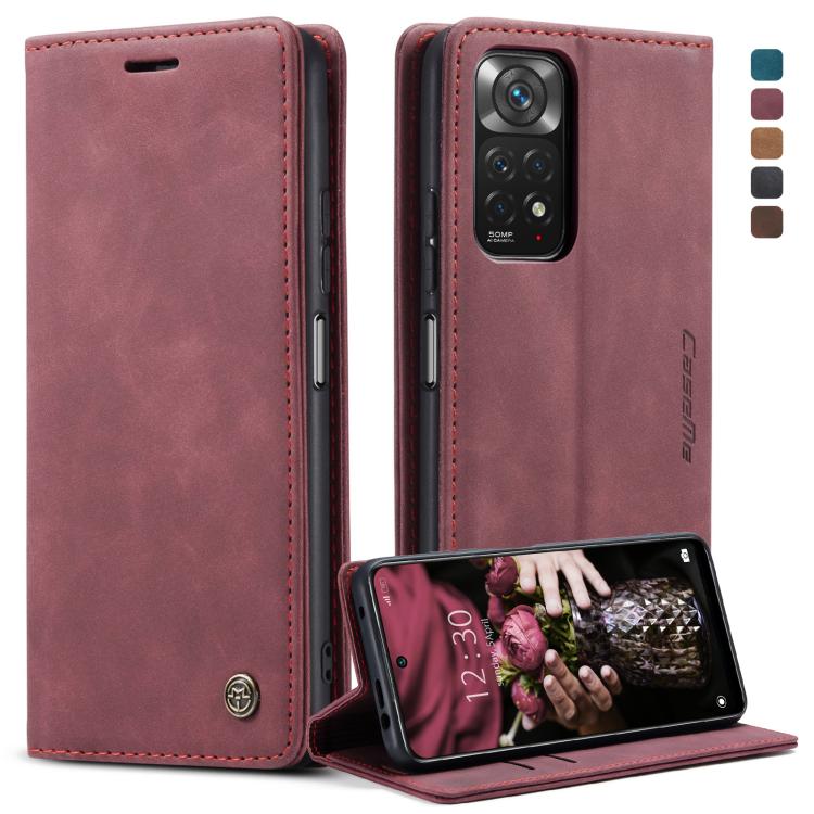 For Xiaomi Redmi Note 11 4G/Note 11S Global CaseMe 013 Multifunctional Horizontal Flip Leather Phone Case(Wine Red) - free shipping - PMC Jewellery - Order now!