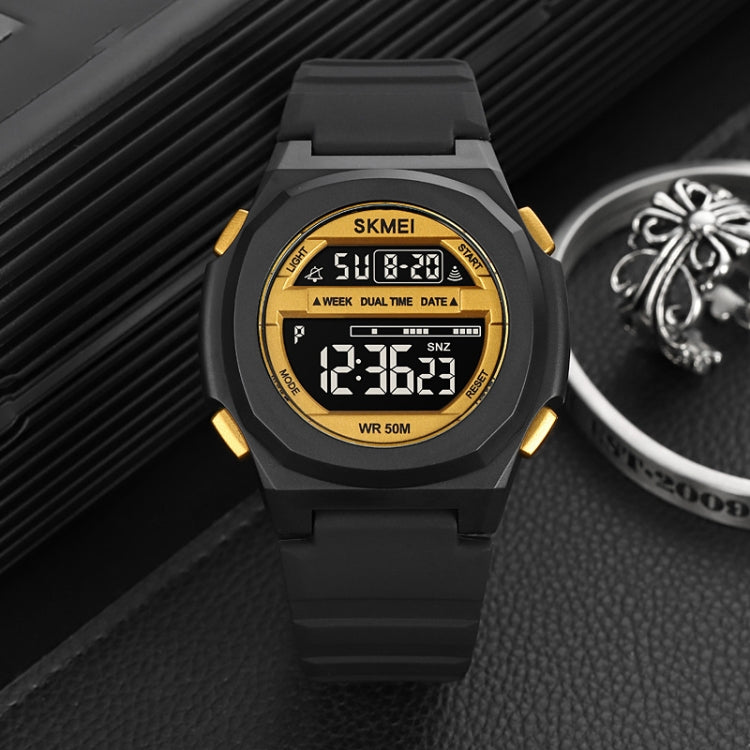 SKMEI 1821 Stainless Steel Buckle Silicone Strap Electronic Watch(Khaki) - free shipping - PMC TechLife - Order now!