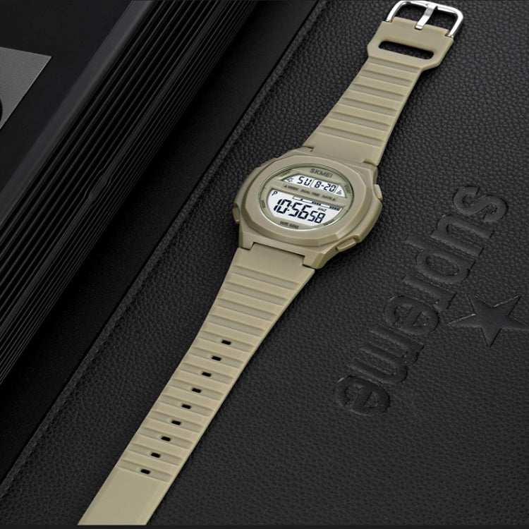 SKMEI 1821 Stainless Steel Buckle Silicone Strap Electronic Watch(Black and White) - free shipping - PMC TechLife - Order now!