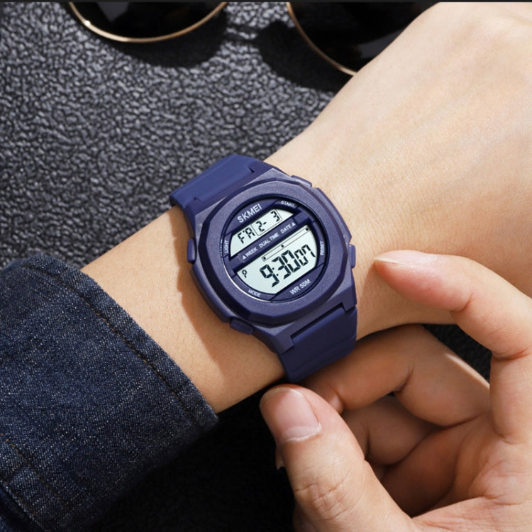 SKMEI 1821 Stainless Steel Buckle Silicone Strap Electronic Watch(Black and White) - free shipping - PMC TechLife - Order now!