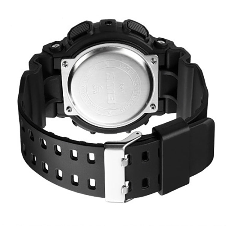 SKMEI 1857 Stainless Steel Buckle PU Strap Waterproof Electronic Watch(Black and White) - free shipping - PMC TechLife - Order now!