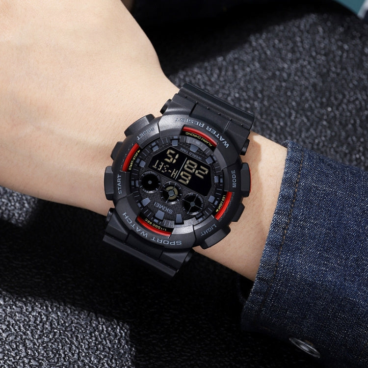 SKMEI 1857 Stainless Steel Buckle PU Strap Waterproof Electronic Watch(Black and Black) - free shipping - PMC TechLife - Order now!