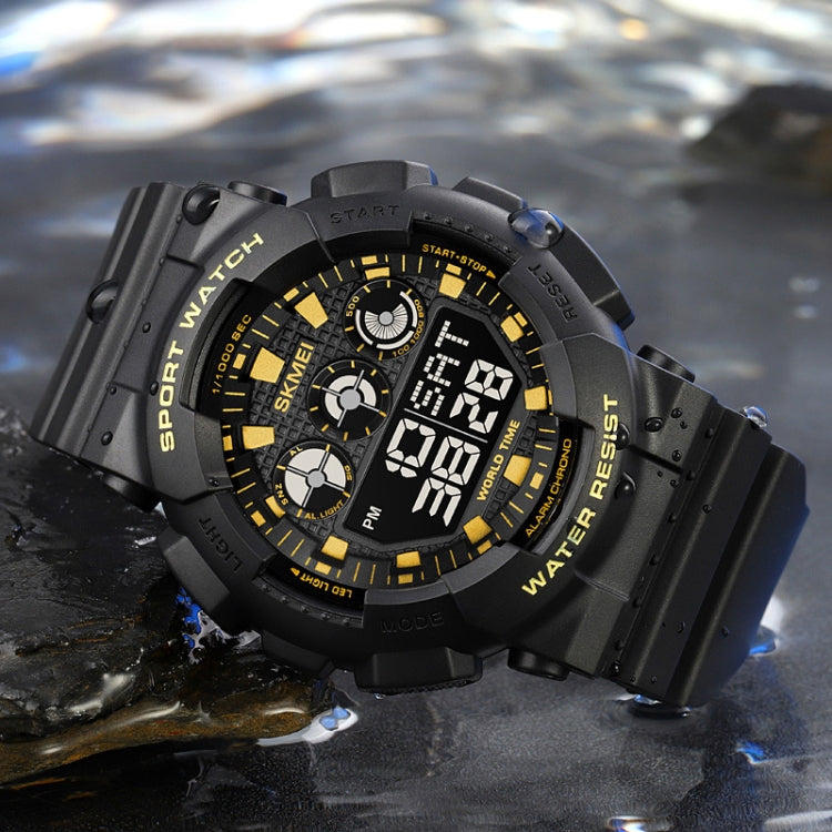 SKMEI 1857 Stainless Steel Buckle PU Strap Waterproof Electronic Watch(Black and White) - free shipping - PMC TechLife - Order now!