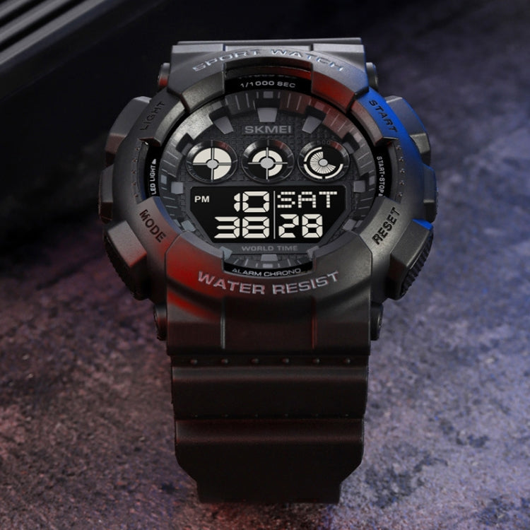 SKMEI 1857 Stainless Steel Buckle PU Strap Waterproof Electronic Watch(Black Gold) - free shipping - PMC TechLife - Order now!