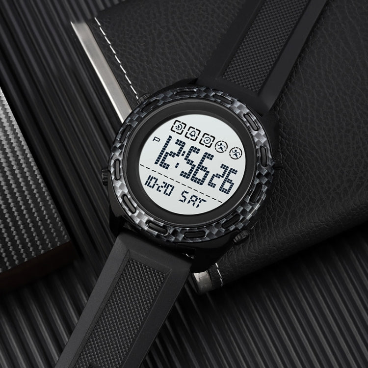 SKMEI 1872 Stainless Steel Buckle PU Strap Waterproof Electronic Watch, Dial:White(Carbon Brazing) - free shipping - PMC TechLife - Order now!