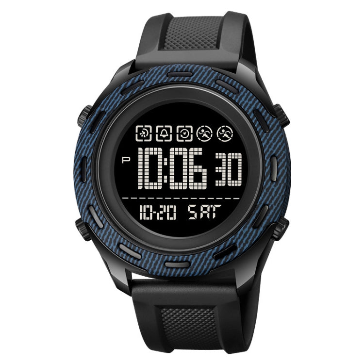 SKMEI 1872 Stainless Steel Buckle PU Strap Waterproof Electronic Watch, Dial:Black(Denim Blue) - free shipping - PMC TechLife - Order now!