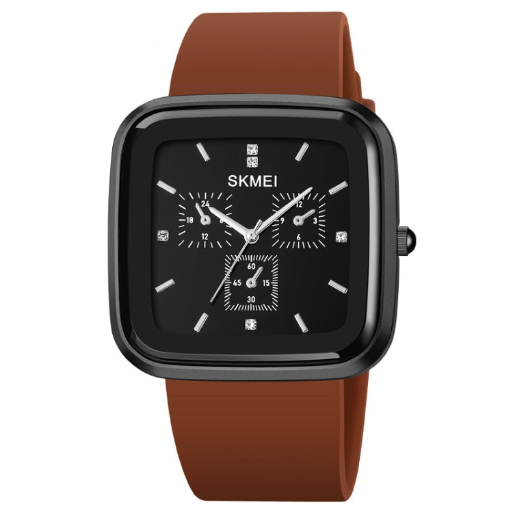SKMEI 1902 Stainless Steel Buckle Silicone Strap Waterproof Quartz Watch(Black + Brown) - free shipping - PMC TechLife - Order now!