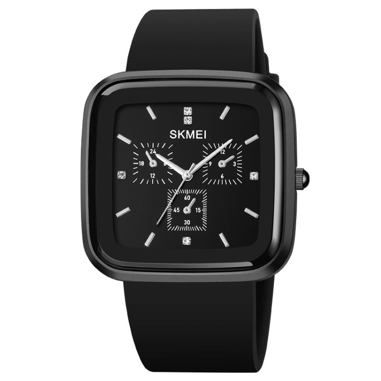 SKMEI 1902 Stainless Steel Buckle Silicone Strap Waterproof Quartz Watch(Black+Black) - free shipping - PMC TechLife - Order now!